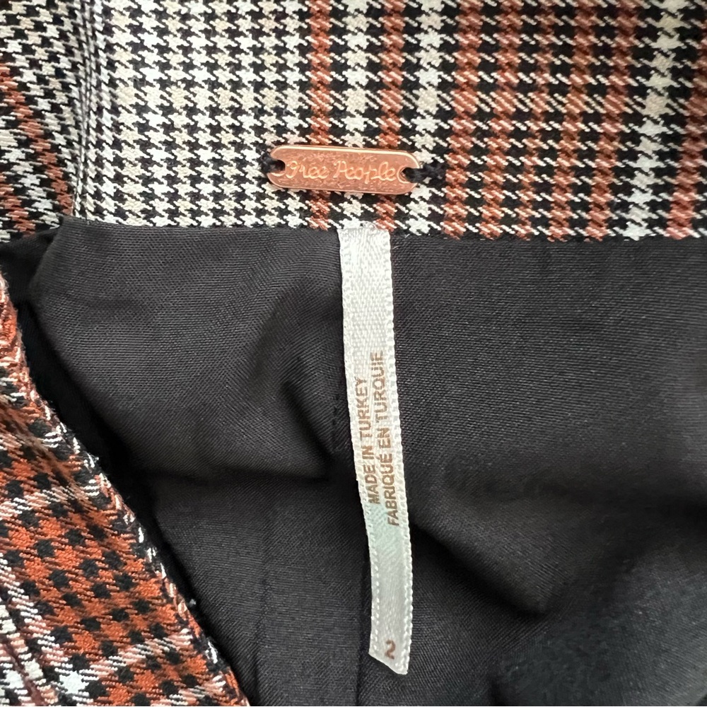 Free People Sage Rust Brown Plaid Mini Skort - Picture 8 of 9
